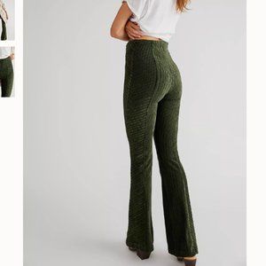 Free People Slim Pull-On Velvet Flare Pants (Red)